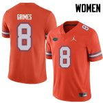 Women's Florida Gators #8 Trevon Grimes NCAA Jordan Brand Orange Authentic Stitched College Football Jersey XQZ0462DV